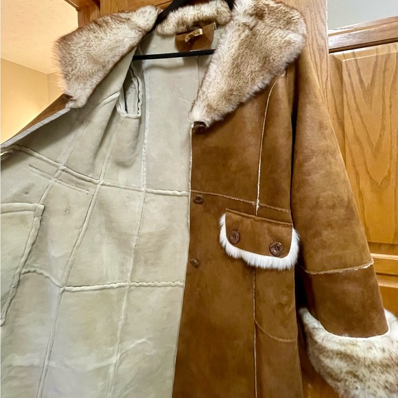 Wilson’s Leather Trench faux shearling coat size small - Picture 7 of 11